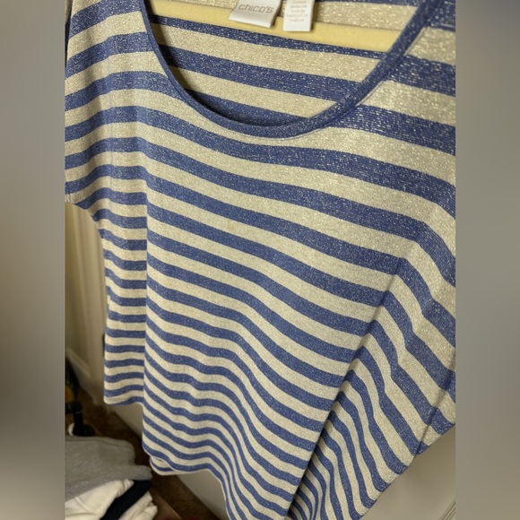 Chico’s top short sleeve strips women size Large - Picture 2 of 10